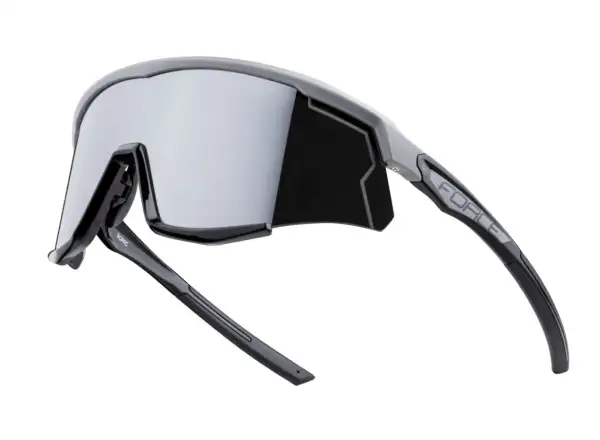 Force Sonic Fahrradbrille grau/schwarz, schwarze verspiegelte Gläser.
