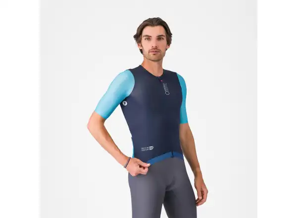 Castelli Corretto Herrentrikot Kurzarm Belgian Blue/Blue Fiamma-White
