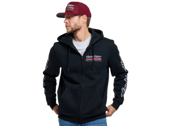 Troy Lee Designs Factory Racing Herren Kapuzenjacke mit Reißverschluss Black heather/Red