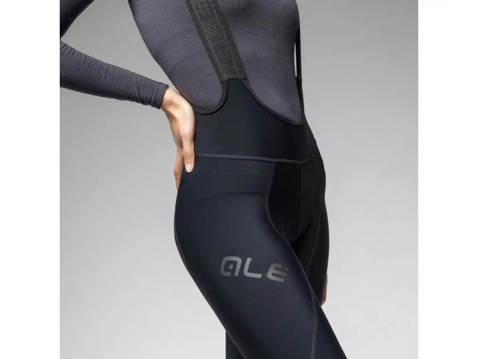 Alé Pragma Winter Damen warme Trägerhose mit Einsatz schwarz