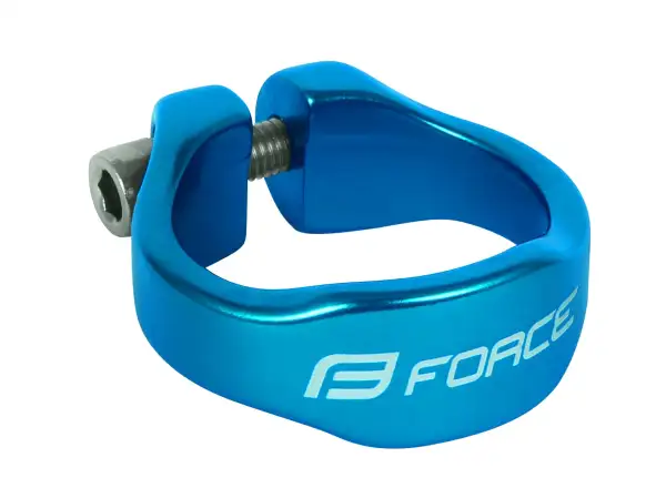 Force Sattelklemme mit Inbus, geformt und glänzend in Blau.