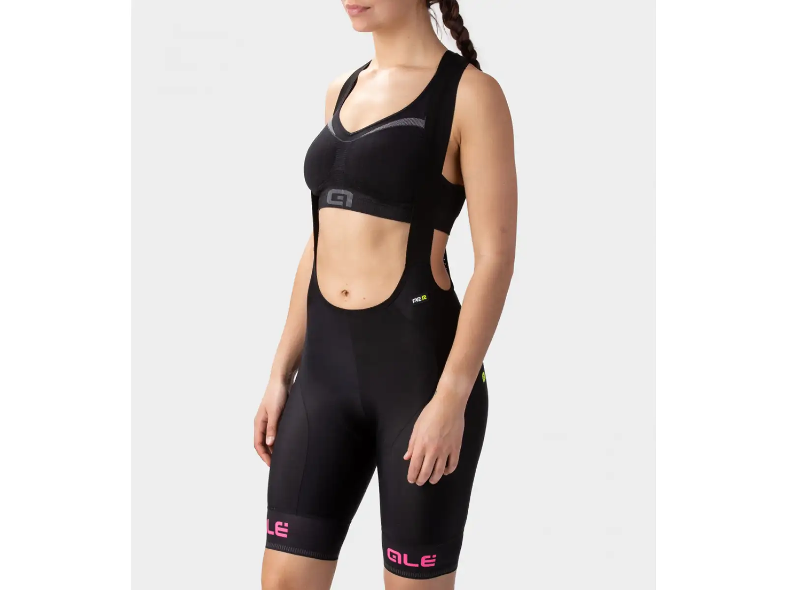 Alé PR-R Sella Plus Lady Damen Shorts mit Latz und Polsterung Fluo Pink