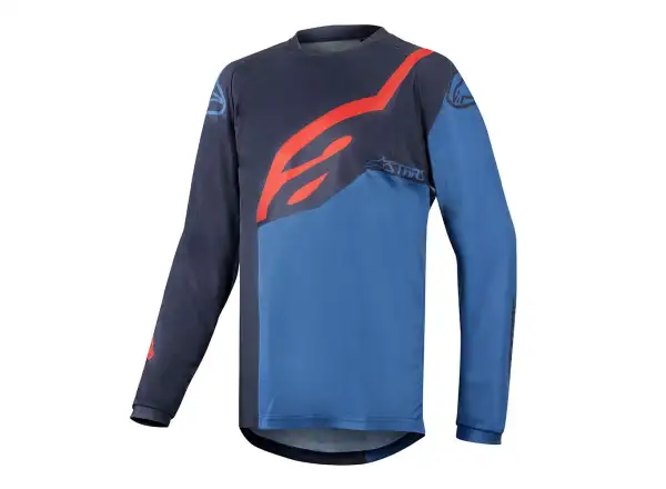 Alpinestars Racer Kindertrikot Langarm Dunkelblau/Mittelblau/Rot