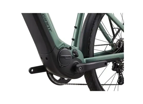 Giant Explore E+ 1 DD Trekking E-Bike im nebeligen Wald.