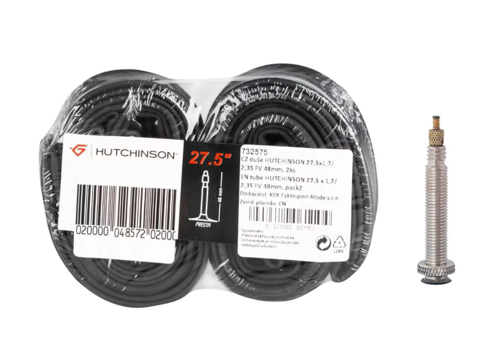 Hutchinson Standard MTB Schlauch 27,5x1,70-2,35" Autoventil 48 mm 2 Stücke