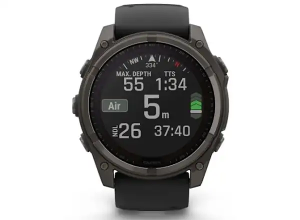 Garmin fenix 8 - 51 mm Solar Sapphire Smartwatch Carbon DLC Titanium Schwarz/ Kieselgrau