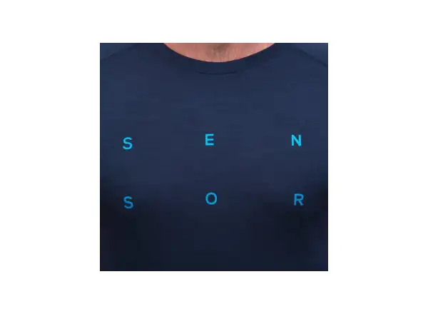 Sensor Merino Blend Typo Herren T-Shirt Kurzarm Deep Blue
