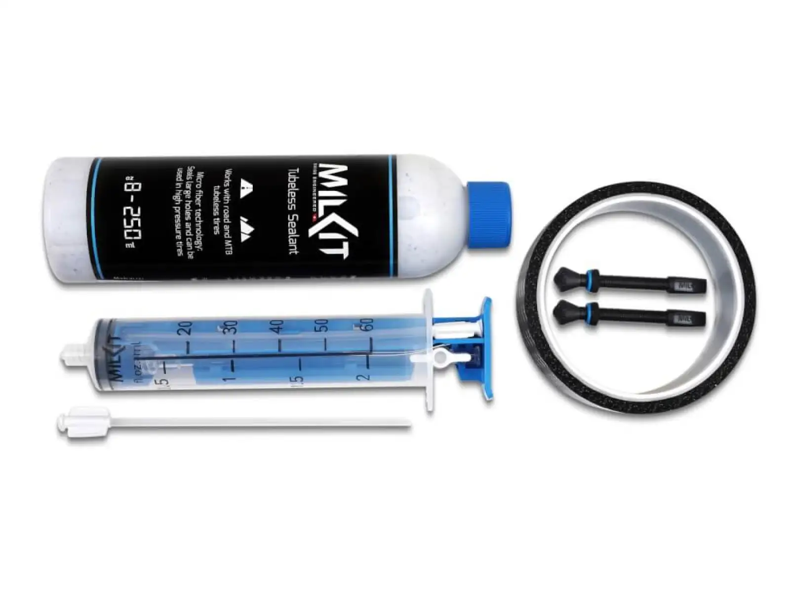 milKit Tubeless Conversion Kit mit 45 mm Ventilen und 25 mm Band.