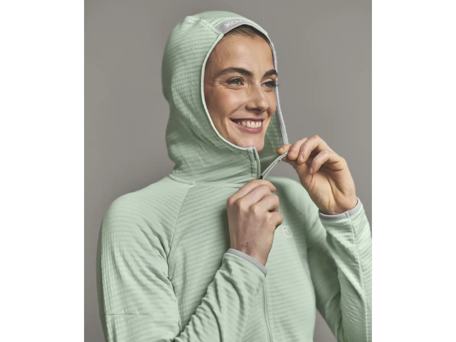 Ortovox Fleece Light Grid Hoody Damen-Sweatshirt Green Acid