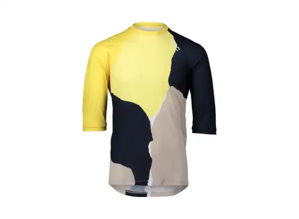 POC Pure Damen-MTB-Trikot mit 3/4-Ärmeln  Color Splashes Multi Sulfur Yellow