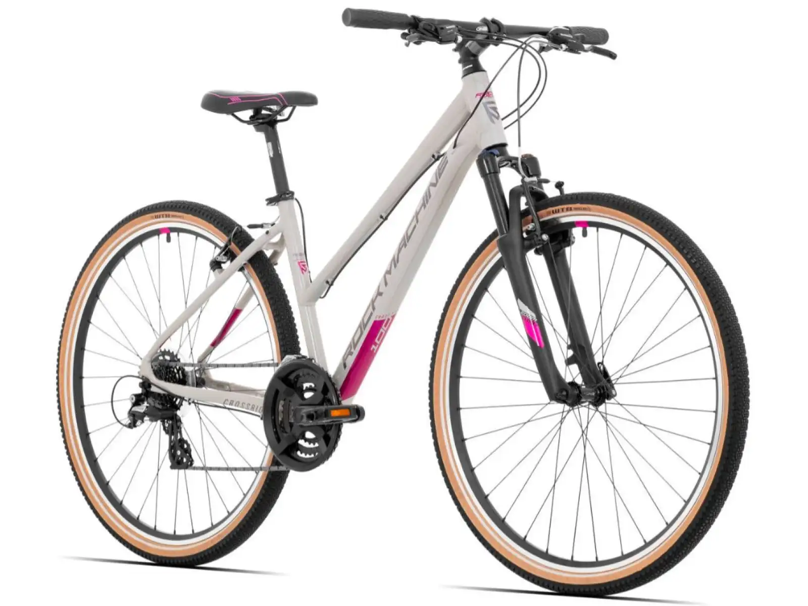 Rock Machine CrossRide 100 Lady glänzendes Hellgrau/Dunkelgrau Trekkingrad