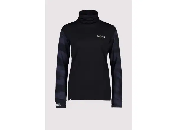 Mons Royale Yotei BF Damen Langarmshirt mit hohem Kragen black/motion 9