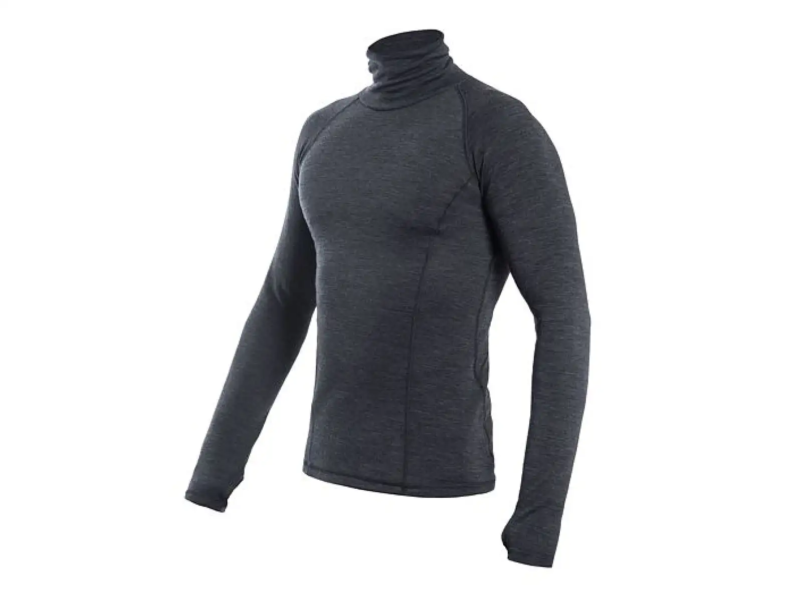 Sensor Merino Bold Neck Herren Langarmshirt Anthracite Gray