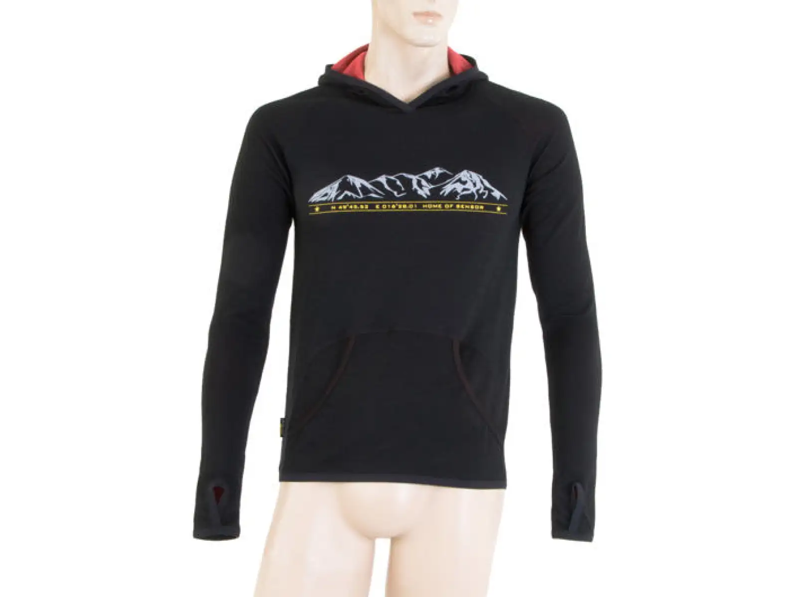 Sensor Merino Upper Mountains Herren Kapuzenpullover Schwarz