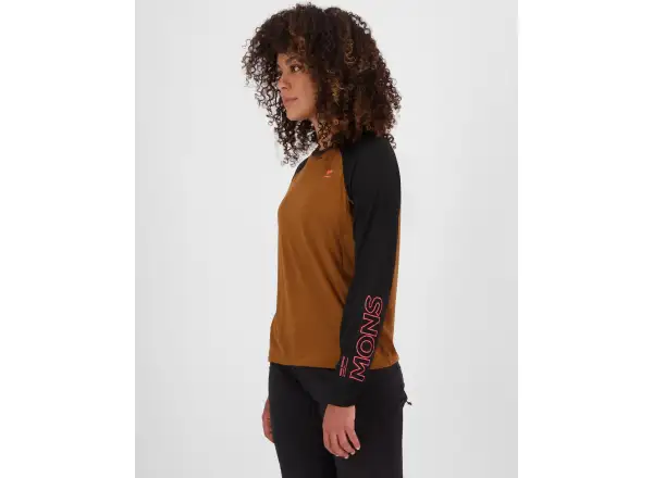 Mons Royale Tarn Merino Damen Langarmshirt Caramel / Black