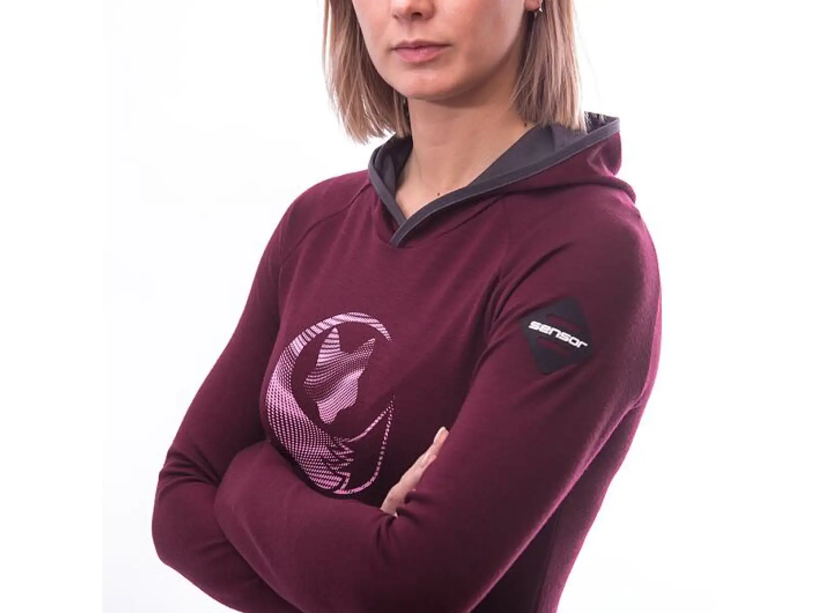 Sensor Merino Upper Fox Damen Hoodie Port Red