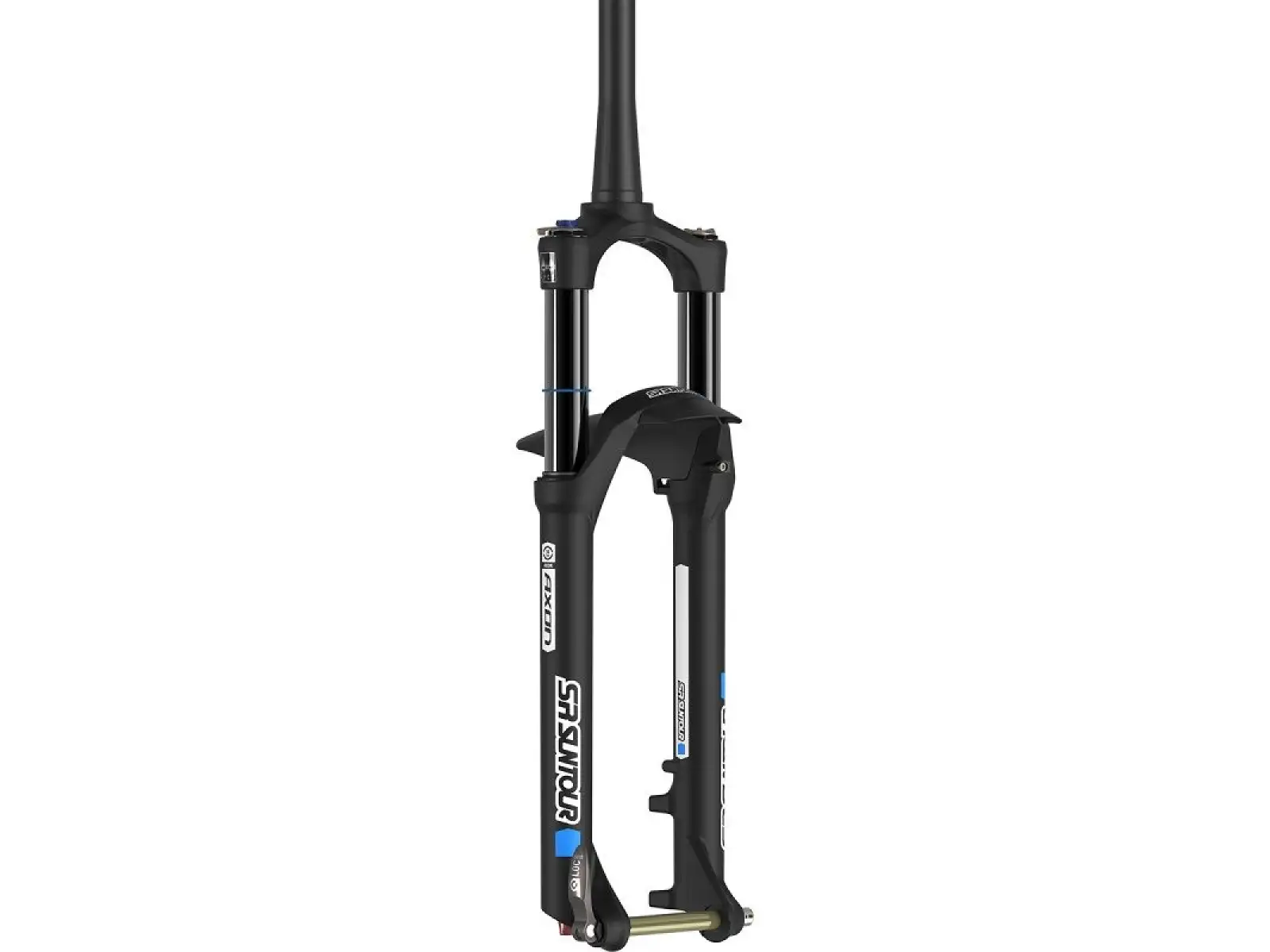 SR Suntour Axon 34 LO-RC 100 mm 27,5" Boost gefederte Gabel in Schwarz.