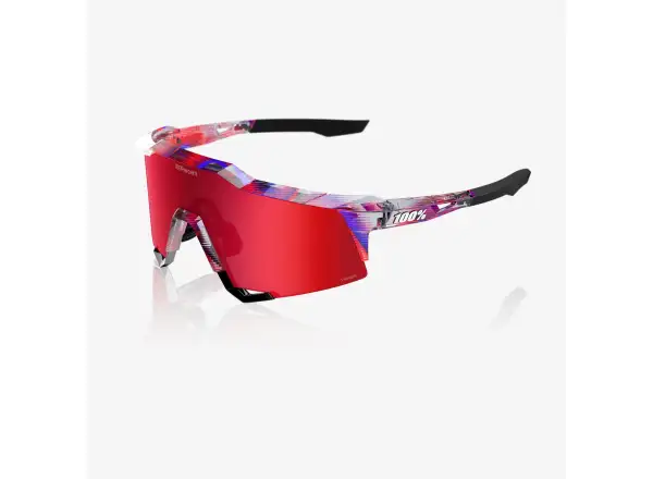 100% Speedcraft Brille FDJ Gloss Translucent Red/Blue/HiPER Fire Red Mirror Lens