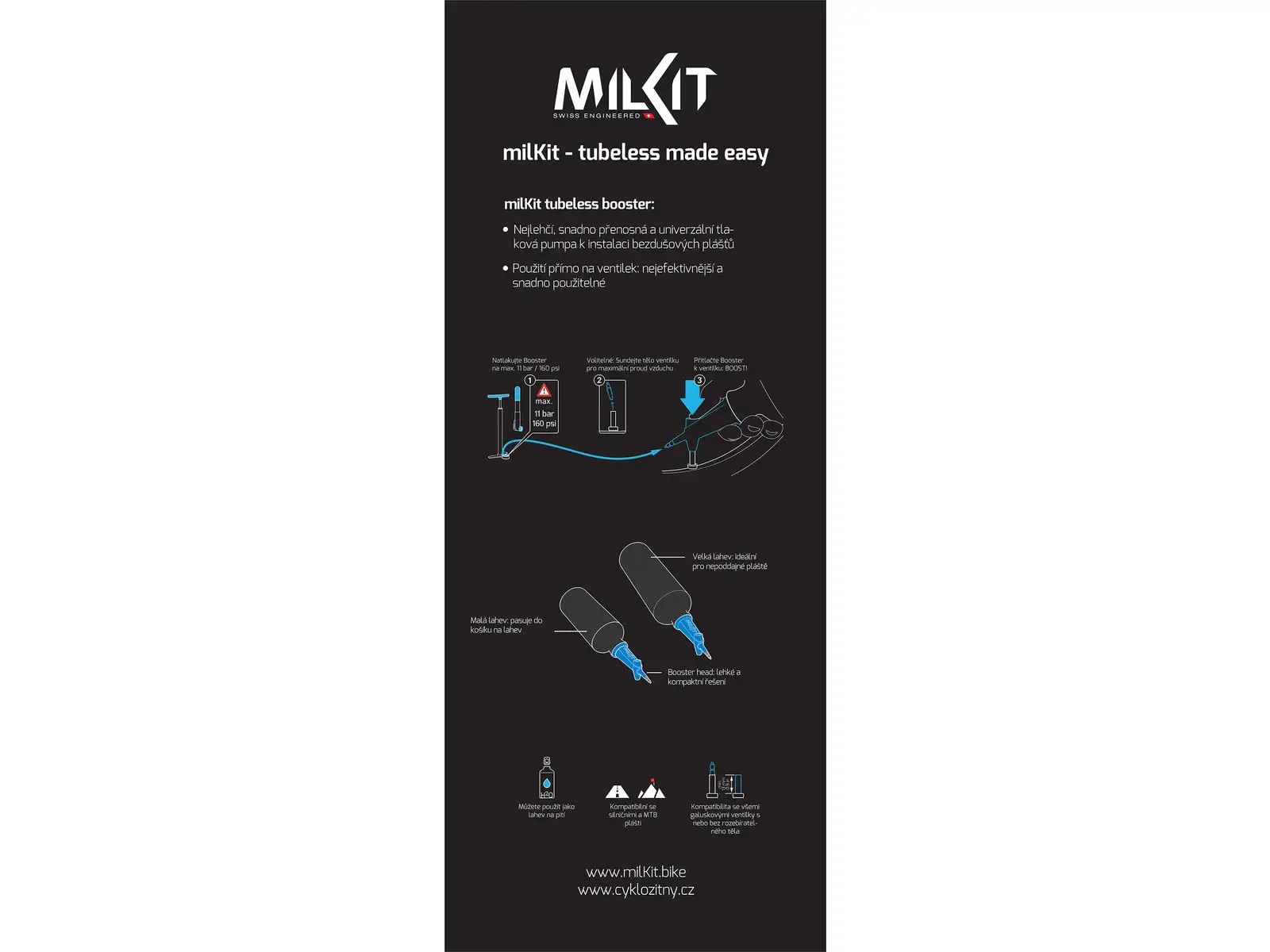 milKit Booster 2in1 Druckpumpe 0,75 l Schwarz