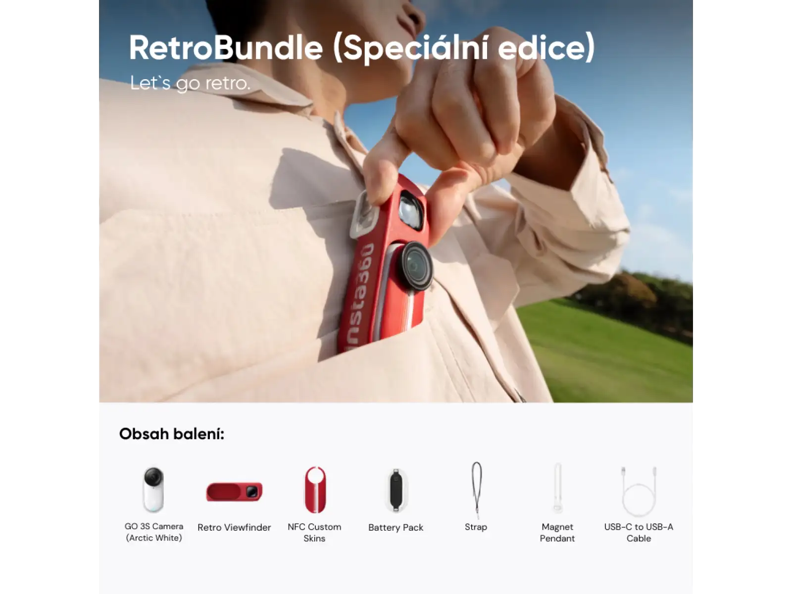 Insta360 GO 3S Kamera Retro Bundle 64 GB Sonderedition rot