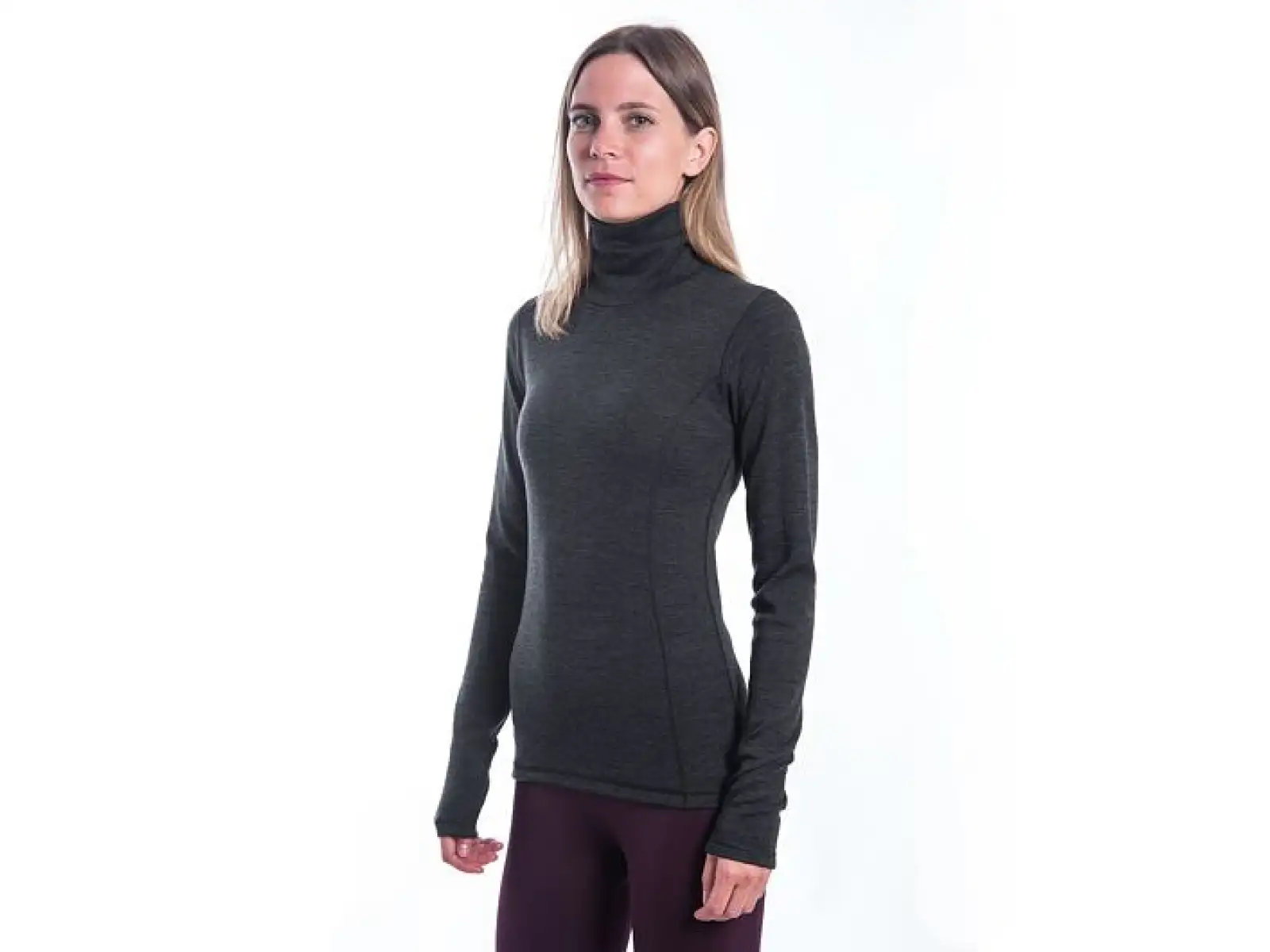 Sensor Merino Bold Roll Neck Damen Langarmshirt Anthracite Gray