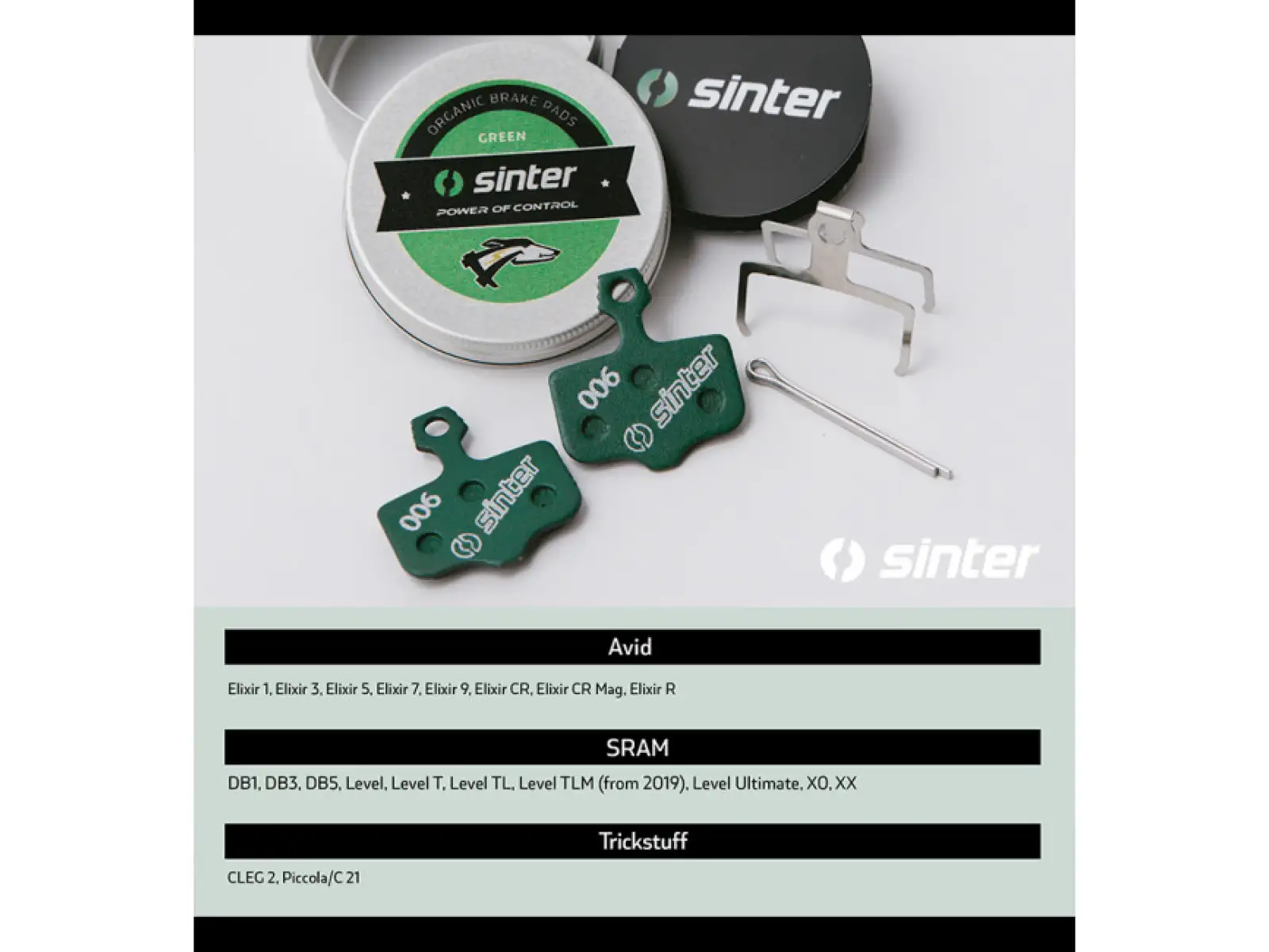Sinter SRAM Level, Elixir, DB Bremsbeläge Polymer Grün