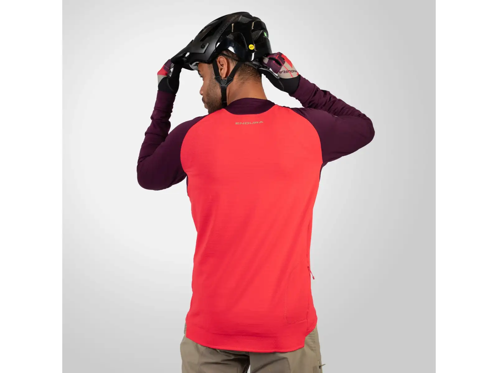 Endura SingleTrack Fleece Herren Langarm-Shirt Lila/Rot