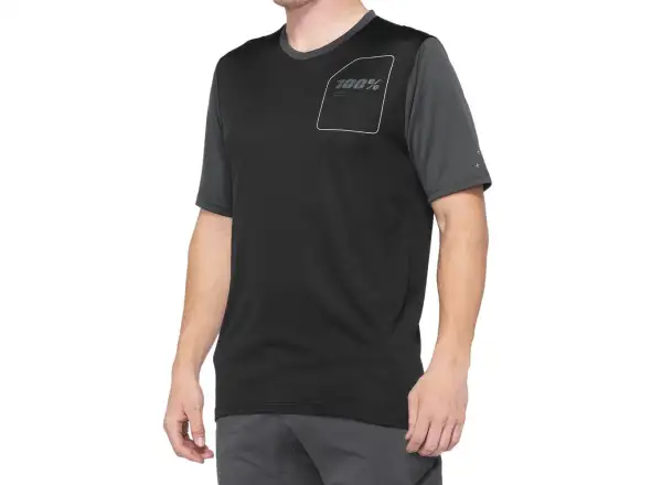 100% Ridecamp Herren-Trikot mit kurzen Ärmeln Schwarz/Anthrazit