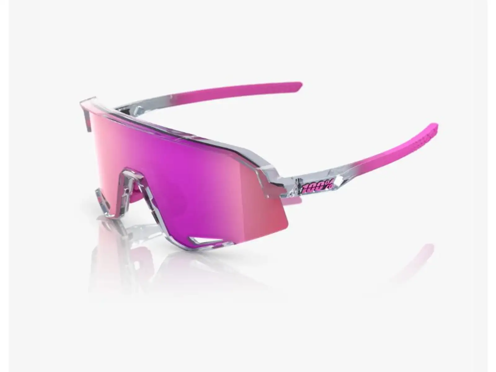 100 % Sonnenbrille Slendale Polished Translucent Grey/Purple Multilayer Mirror