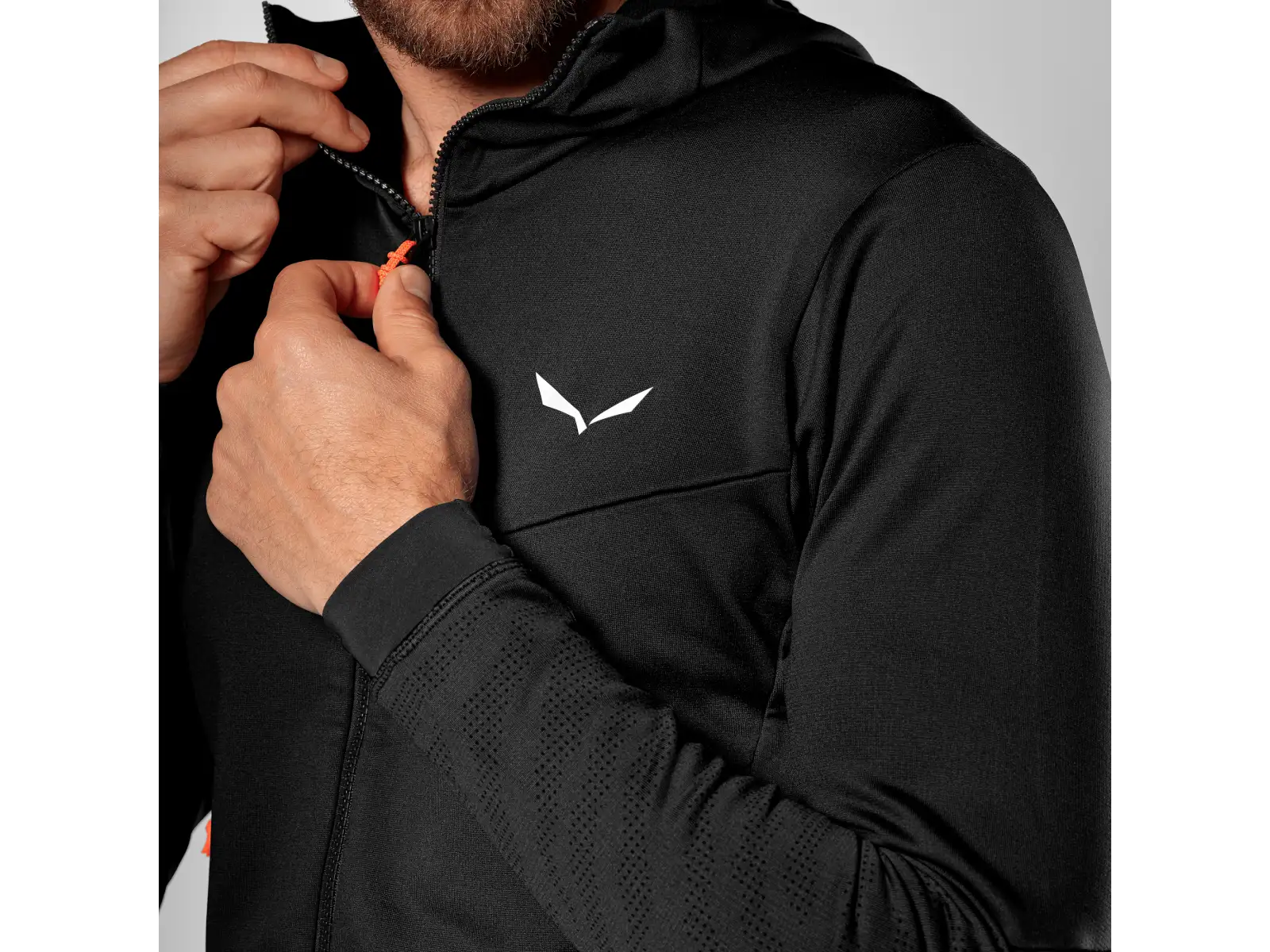 Salewa Sella Crevasse Hooded Herren-Sweatshirt Black Out