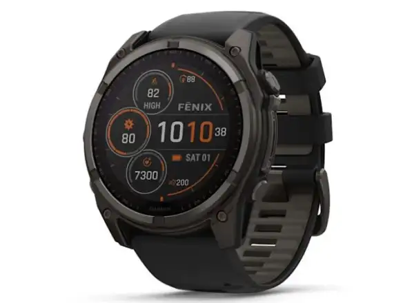 Garmin fenix 8 - 51 mm Solar Sapphire Smartwatch Carbon DLC Titanium Schwarz/ Kieselgrau