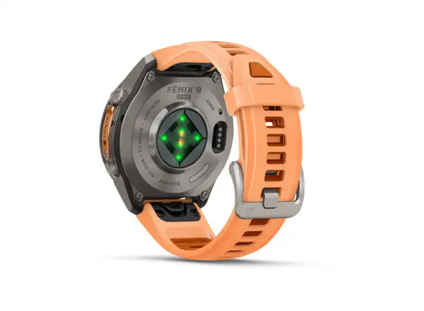 Garmin fenix 9 Pro – inReach 43 mm Smartwatch Titanium Shell pink/autumn orange Silikonarmband