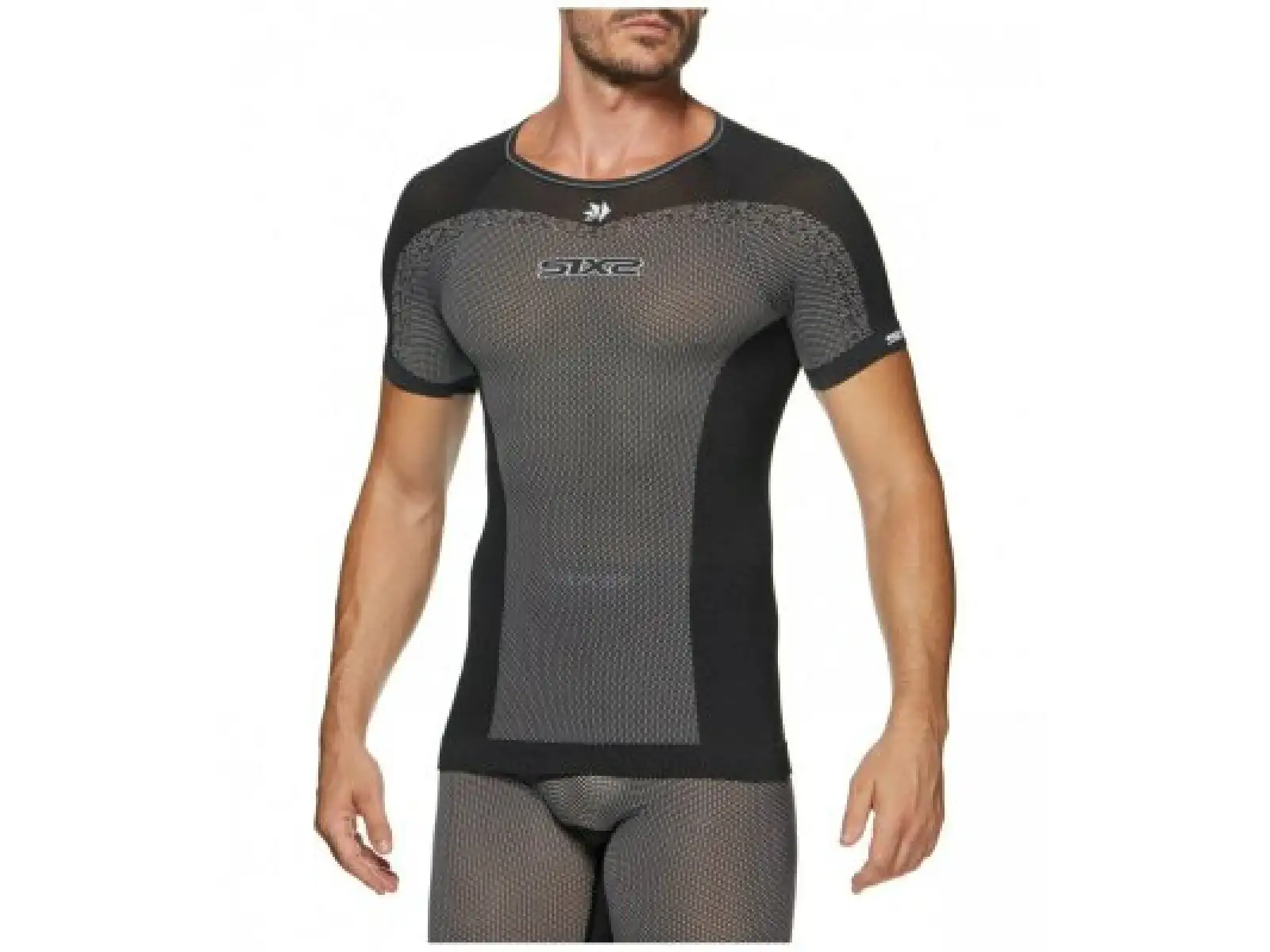 SIXS TS1L BT Funktions-T-Shirt mit kurzem Arm in Carbon-Schwarz.