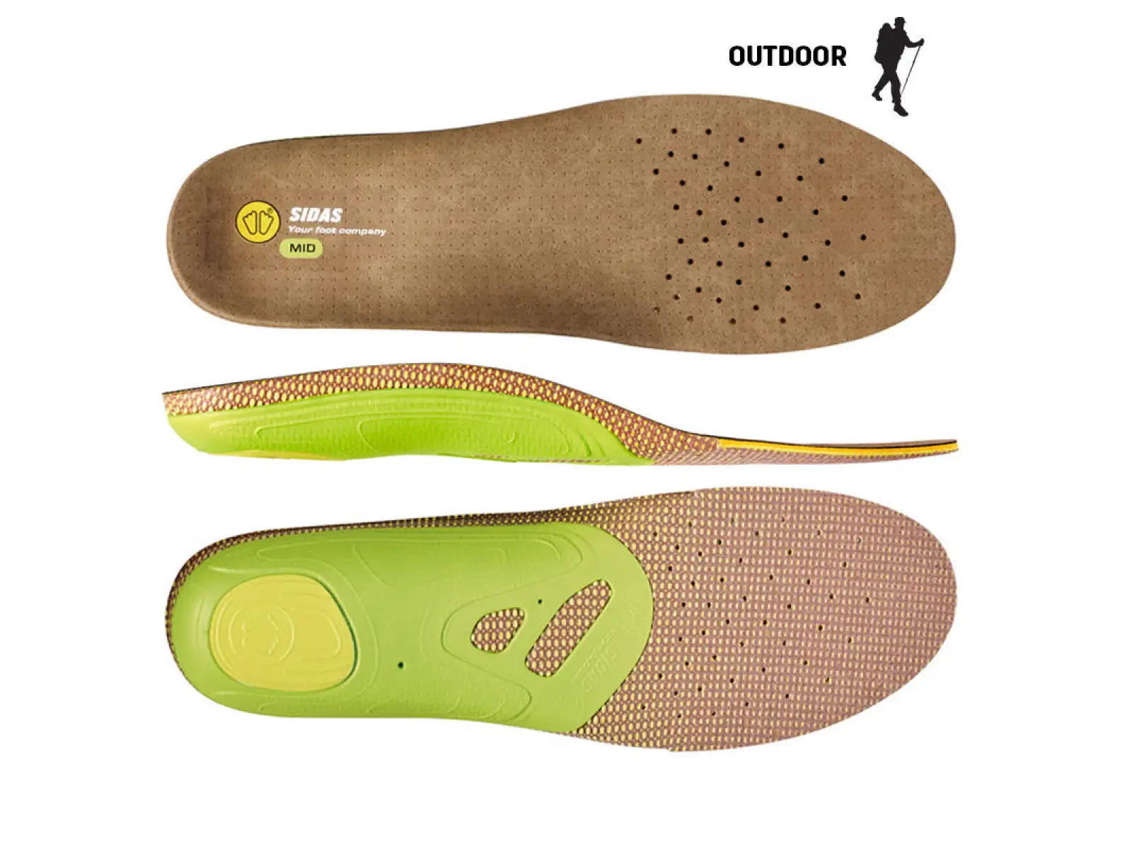 Sidas 3Feet Outdoor Mid  Einlegesohlen für mittlerem Fußgewölbe, 1 Paar