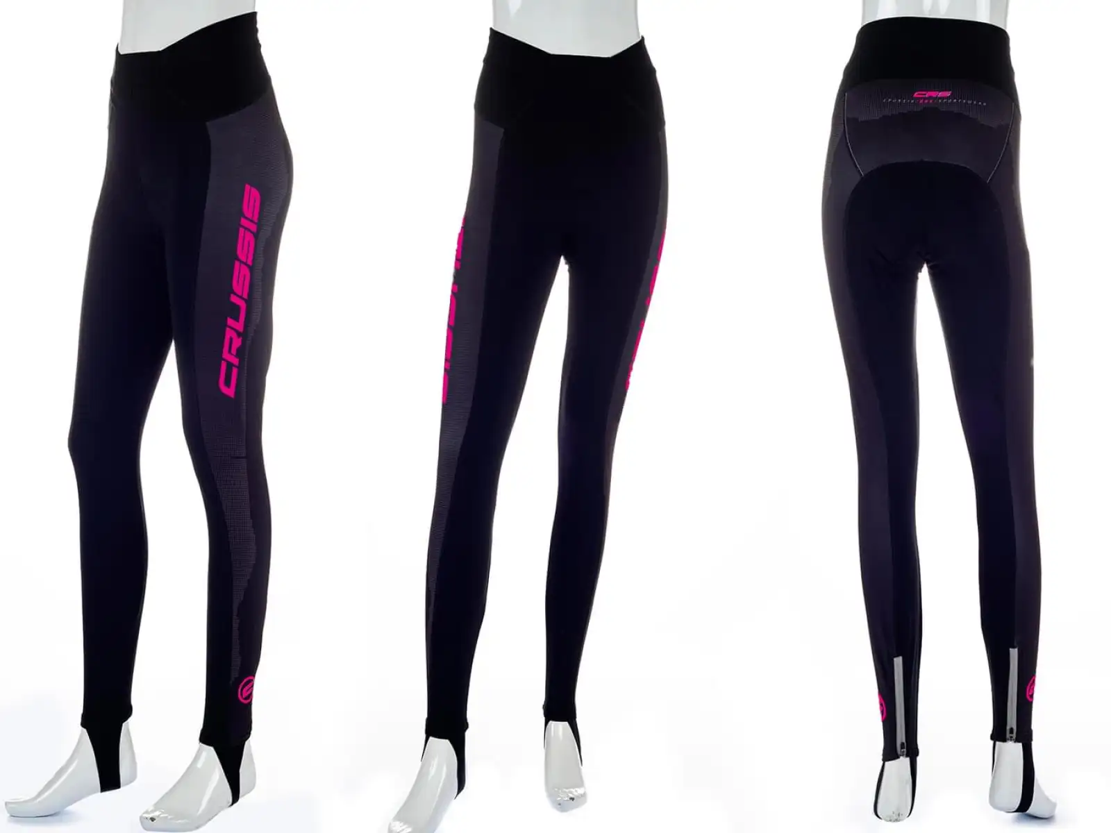 Crussis Damen Fahrradhose mit hohem Bund Schwarz/Rosa