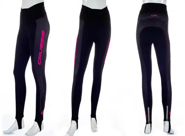 Crussis Damen Fahrradhose mit hohem Bund Schwarz/Rosa