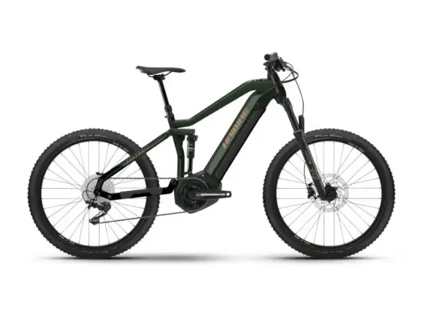 Haibike Alltrail 4 in mattem Grün/Gold Blau, vollgefedertes E-Bike