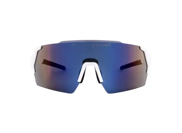 Force Electra Brille in Weiß mit blau verspiegelten Gläsern.