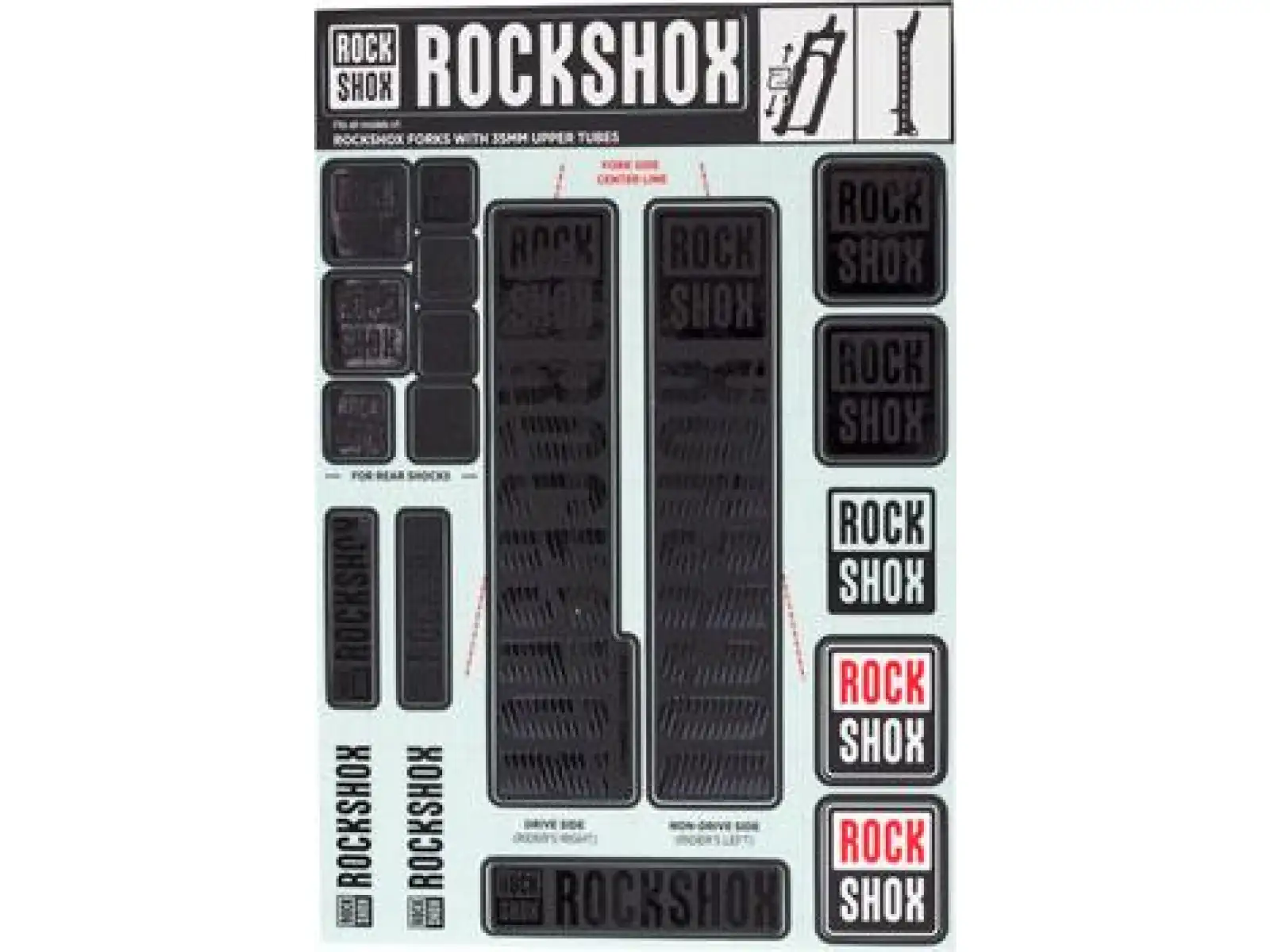 Rock Shox Decal Kit Stealth für Pike/Lyrik/Yari/Domain/Revelation (2018+)