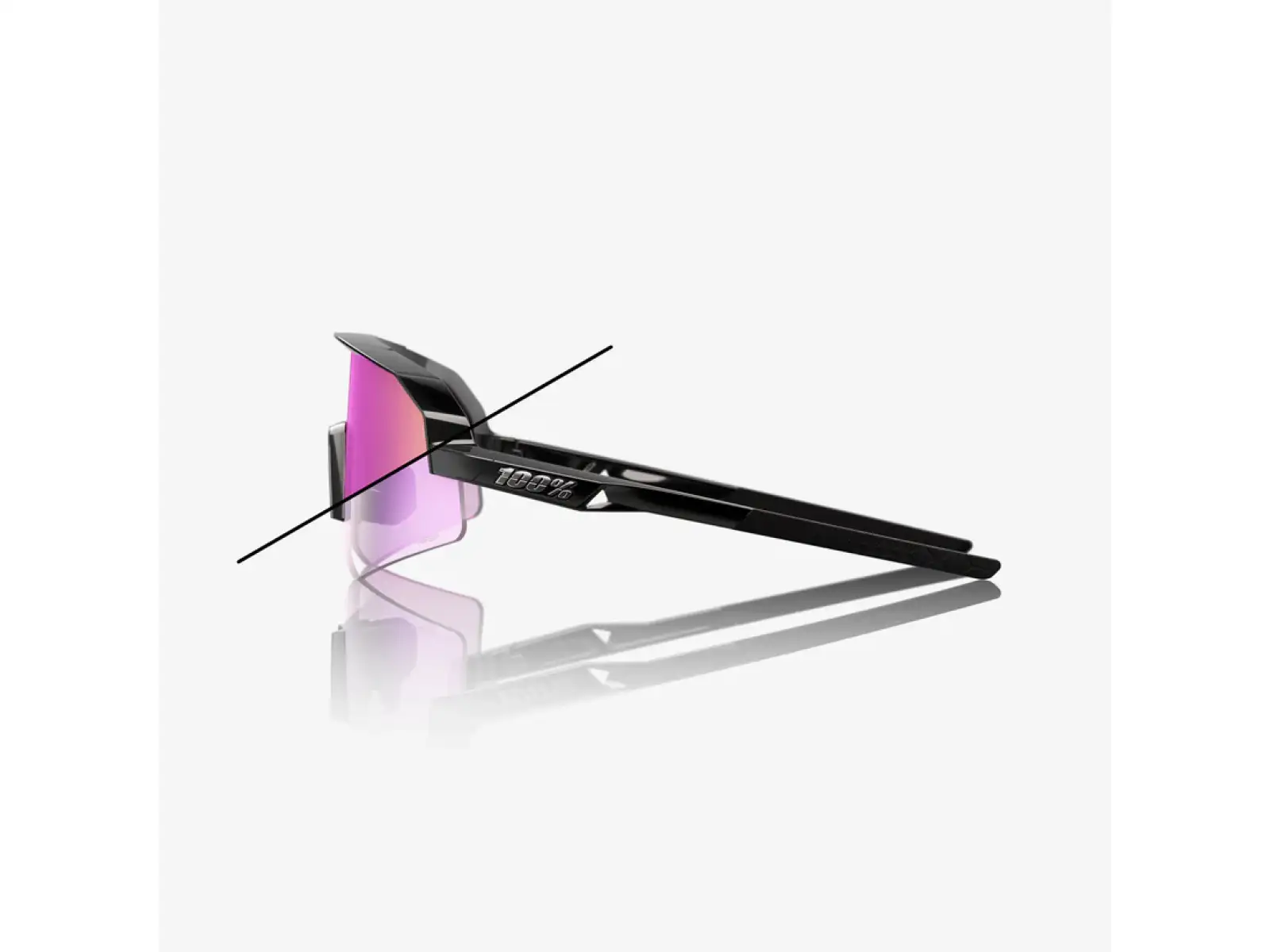 100% Slendale SL Sonnenbrille Gloss Black/Photochromic Purple Mirror