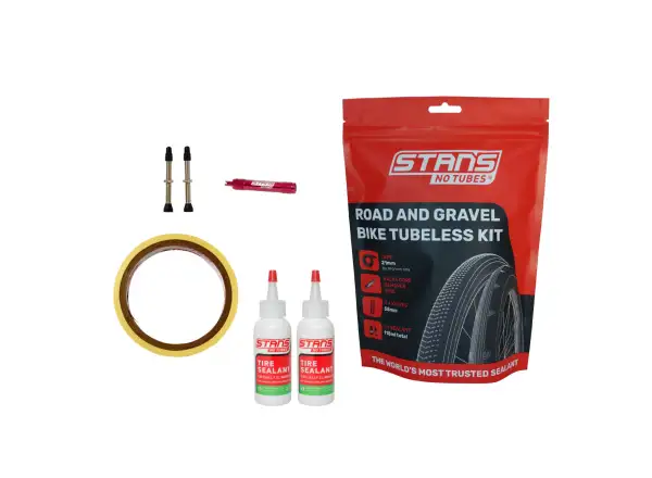 No Tubes Tubeless Kit Road Set Dichtmittel 200 ml, Einsatz 25 mm, Ventil 55 mm (2 Stk)