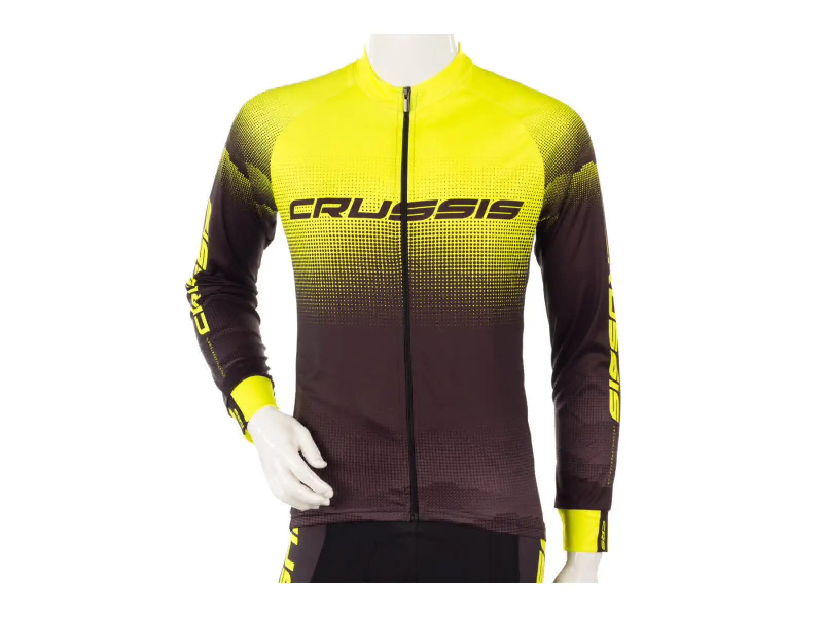 Crussis Herren Radtrikot Langarm Schwarz/Gelb