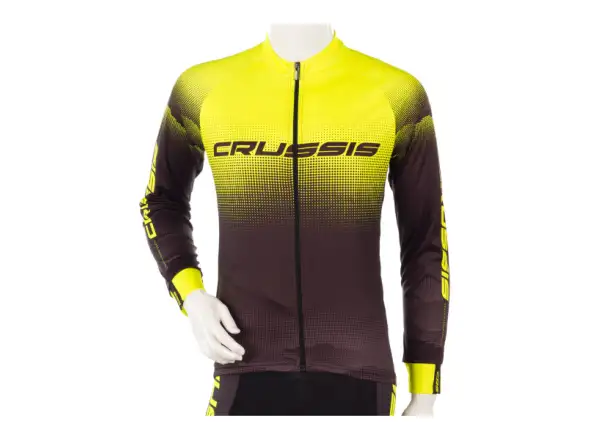 Crussis Herren Radtrikot Langarm Schwarz/Gelb