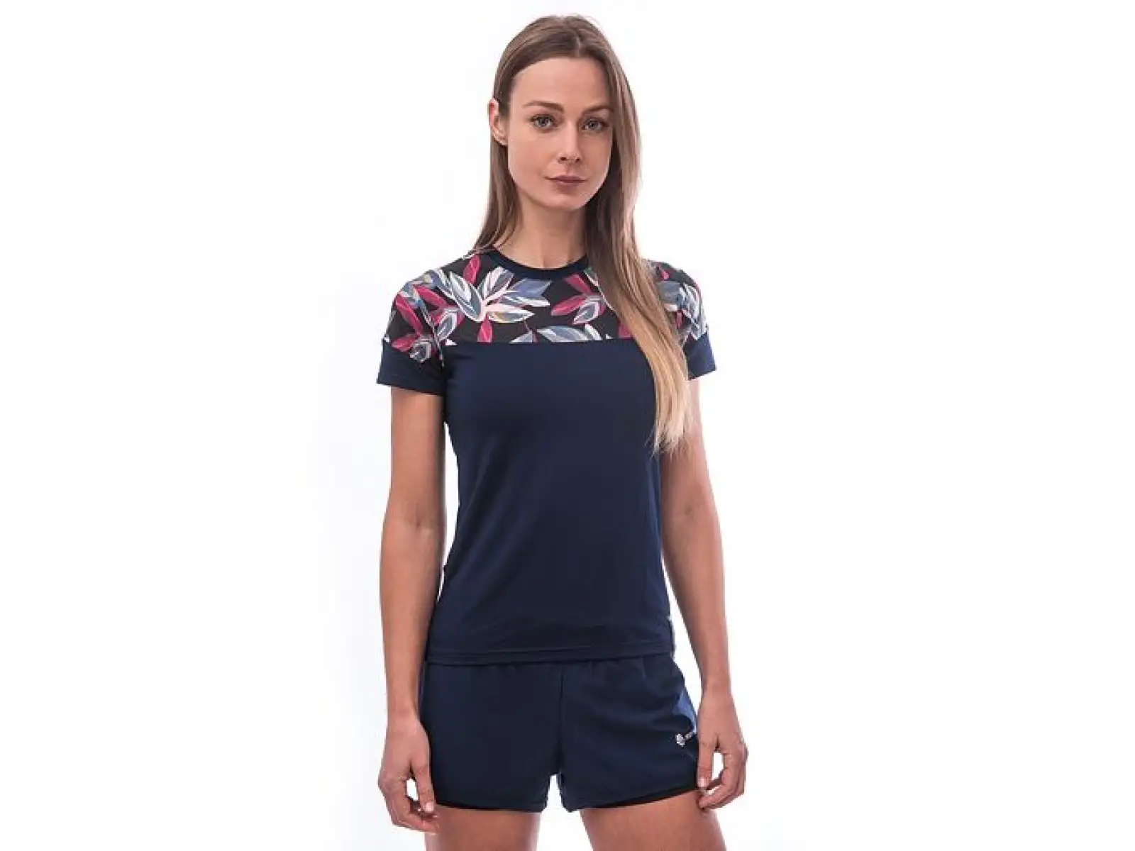 Sensor Coolmax Impress Damen T-Shirt Kurzarm Deep Blue/Leaves