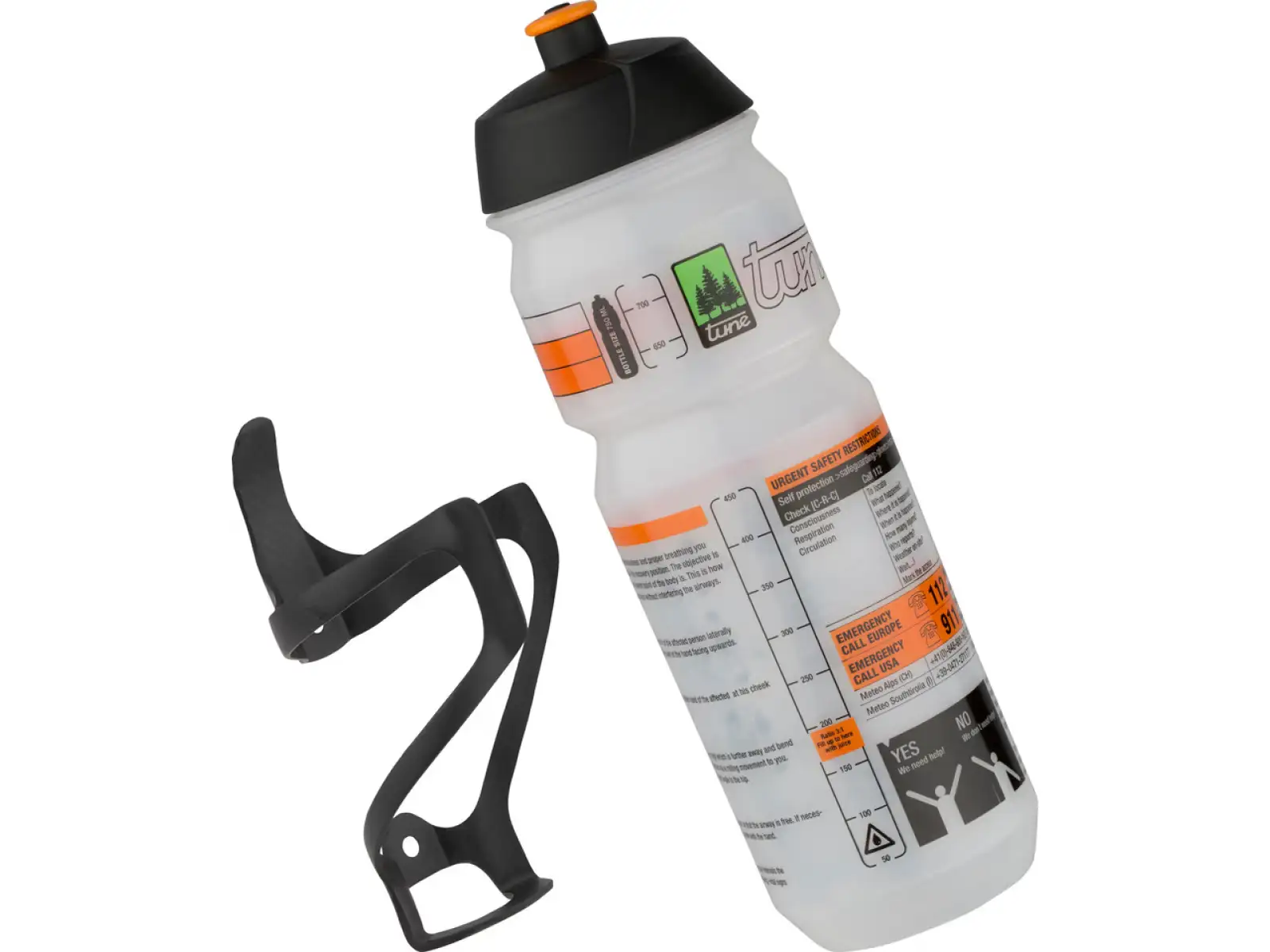 Tune Rechtsträger Carbon-Seitenflaschenhalter rechts inklusive Flasche 0,75 l