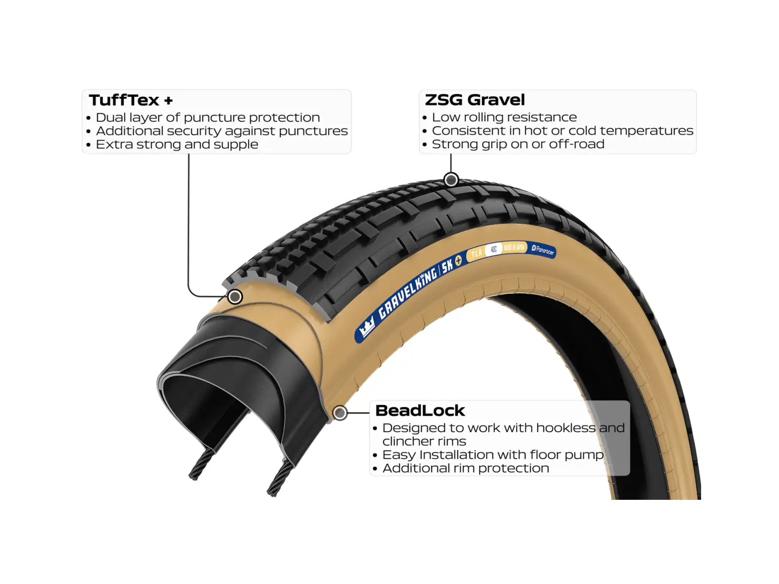 Panaracer GravelKing SK Plus 28" Gravelreifen Kevlar Schwarz/Braun