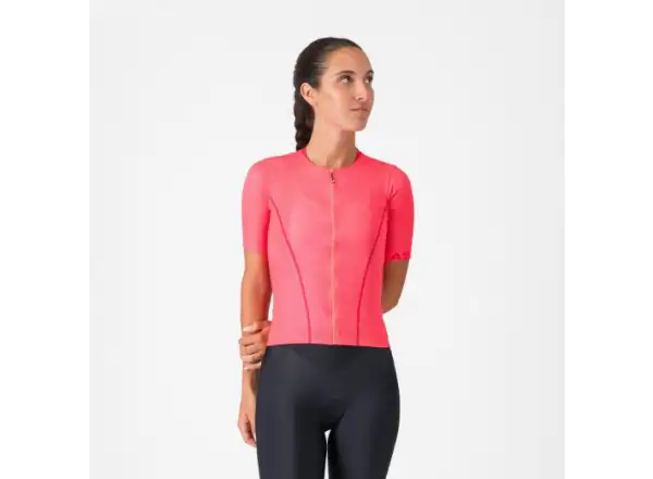 Castelli Anima Flow Damen-Trikot Kurzarm Brilliant Pink/Hibiscus