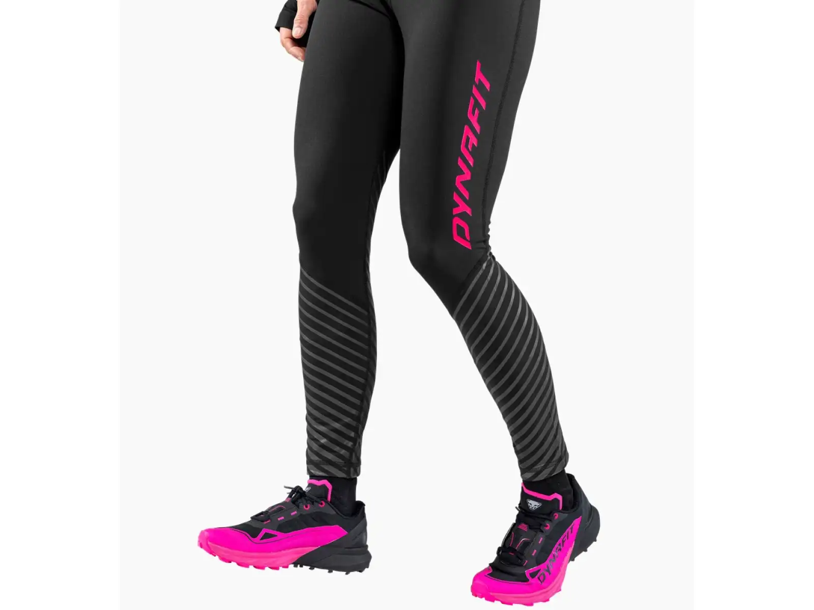 Dynafit Reflexions-Damen-Leggings Schwarz/Pink Glühen.