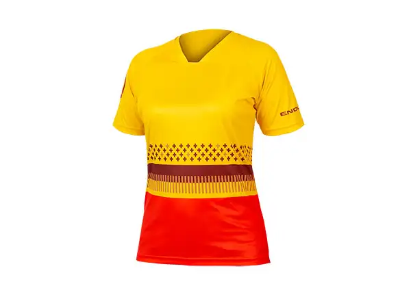 Endura SingleTrack Print Damen-Shirt mit kurzarm Safran