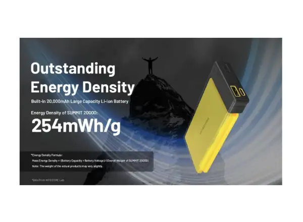 Nitecore leistungsstarke Powerbank für Frost SUMMIT 20000, USB-C, bis 3A Ausgang, 20000 mAh